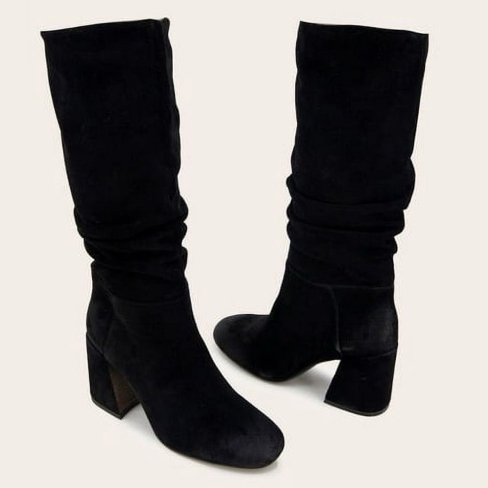 Gentle Souls by Kenneth Cole | Black Suede IMAN Slouchy Heel Boots